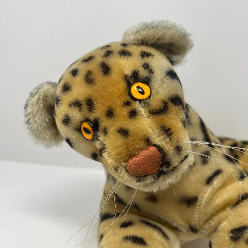 Vtg Steiff Ocelot Ozelot Leopard Plush Mohair 12 Inch Lying Big Cat Orange Eyes‎
